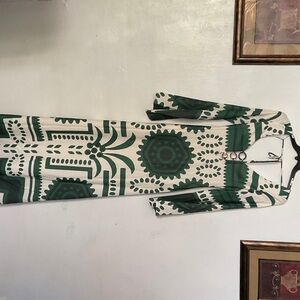 Green and White Patterned Dress